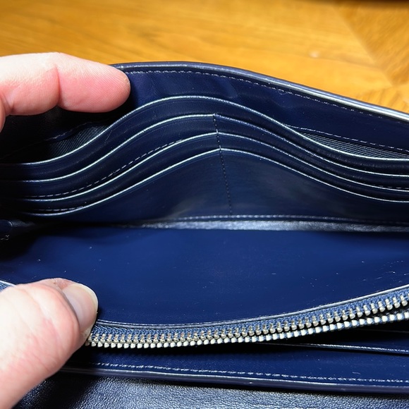 COACH Metallic Blue Cowhide Swagger Wallet - Picture 13 of 16